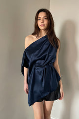 Voluptuous top blue satin